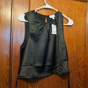 The Drop Women's Tanya Shirred-Neck Bubble Tank Black Size Medium NEW NWT!